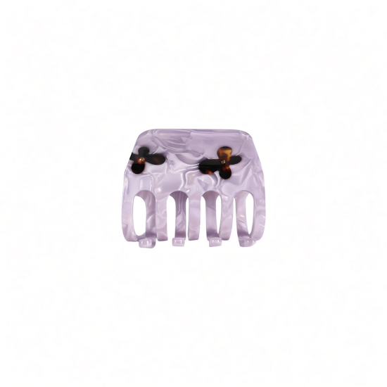 Pinza de garra con estampado floral de mármol lavanda suave