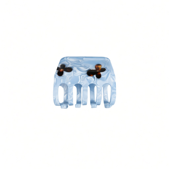 Pinza de garra con diseño floral de mármol azul cielo Pinza de garra con diseño floral de mármol azul cielo