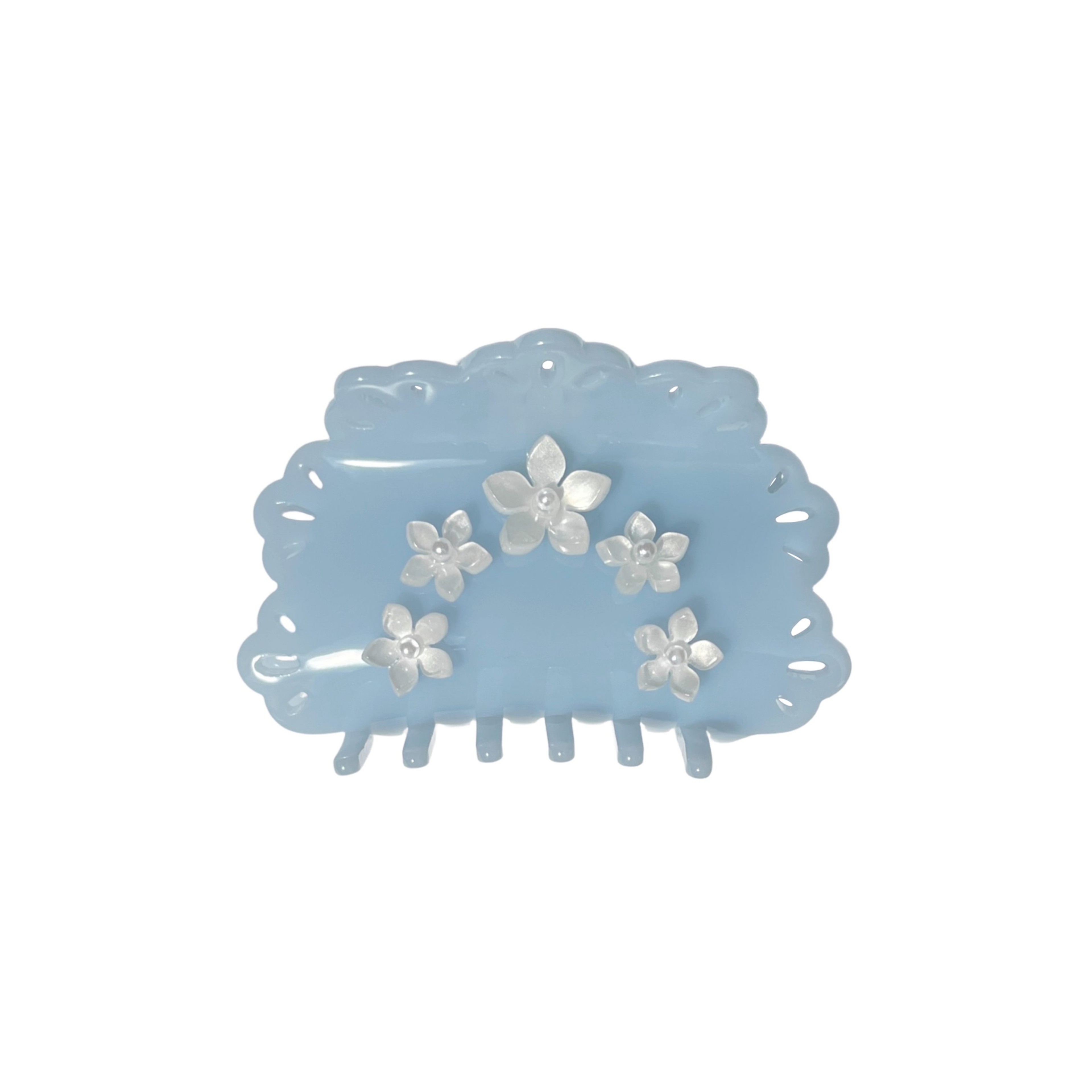 Clip met kanten details in blauw
